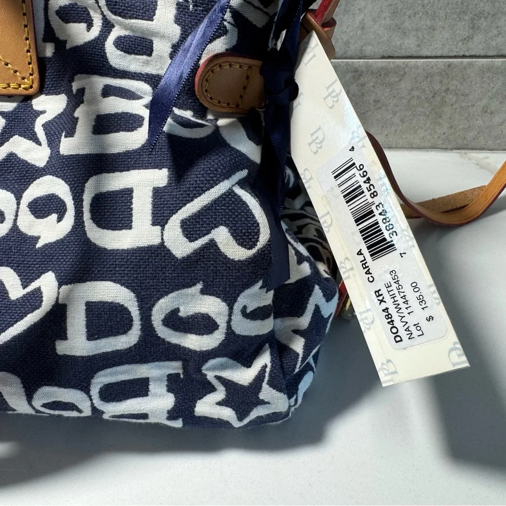 Dooney & Bourke Duffel Travel Bag, Signature Monogram Blue and White - Picture 2 of 10